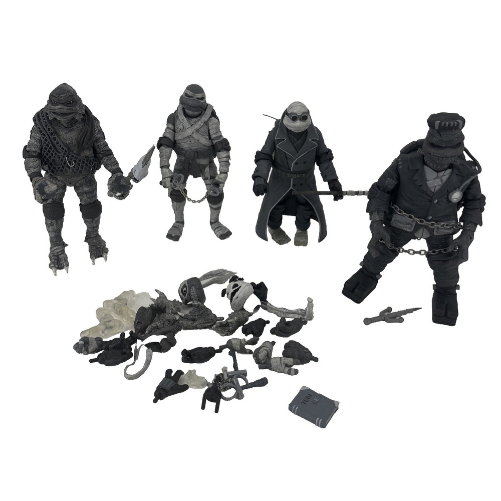 Neca Toys TMNT Universal Monsters Black White Action Figure Lot Set Of 4